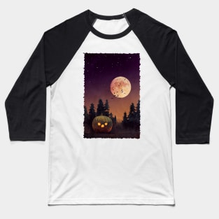 Halloween - Night Of Moon And Pumpkin Baseball T-Shirt